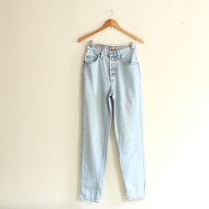 Vintage 90s EXP Jeans | High-Waisted Button-Fly Straight Fit | Light Wash Denim | Y2K Minimalist | W26