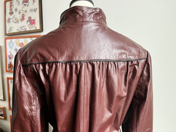 60s vintage leather trench coat cognac jacket 196… - image 6