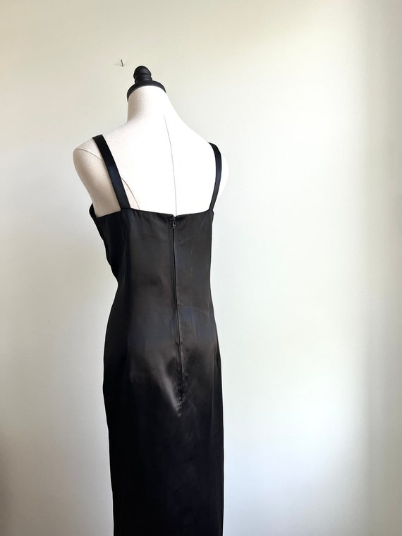 90s nylon plus size bias cut little black dress v… - image 4