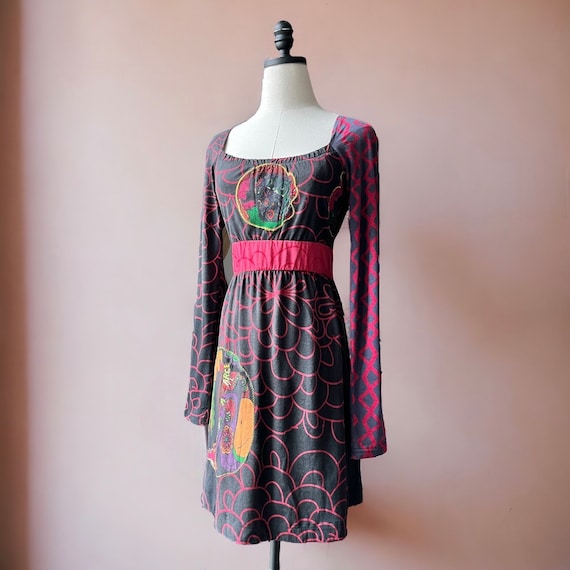 Y2K vintage Desigual dress grunge patchwork appli… - image 1