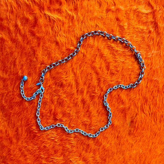 Vintage 90s Silver Chain Belt | Metal Rolo Chain Link | Adjustable Vintage 90s Silver Rolo Chain Belt | Adjustable Lobster  main image 2
