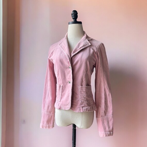 90s vintage baby pink corduroy jacket y2k blazer … - image 1