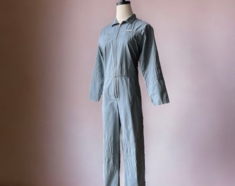 80s vintage jumpsuit slate gray coveralls boiler suit flight suit workwear 1980s