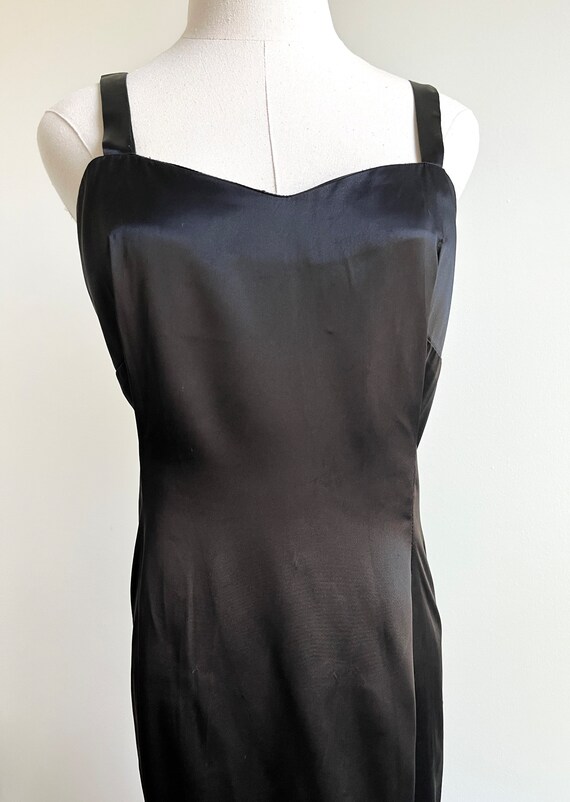 90s nylon plus size bias cut little black dress v… - image 6