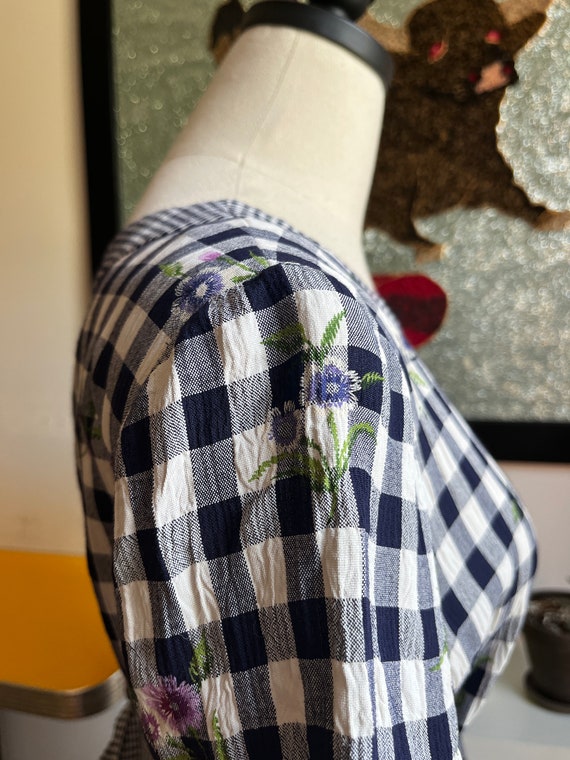 90s vintage plaid floral embroidered maxi dress 1… - image 8