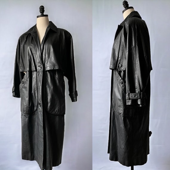 80s Avanti leather trench coat 1980s vintage