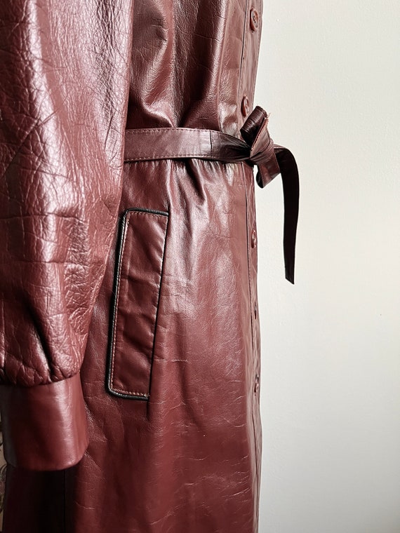 60s vintage leather trench coat cognac jacket 196… - image 2