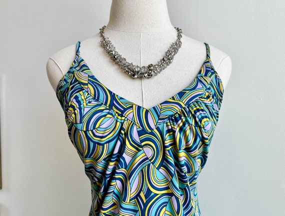 90s BCBG Paris psychedelic print bias cut mini sl… - image 5