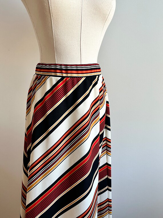 Stripe Pattern Striped Prairie Skirt Vintage 70s Maxi Skirt High