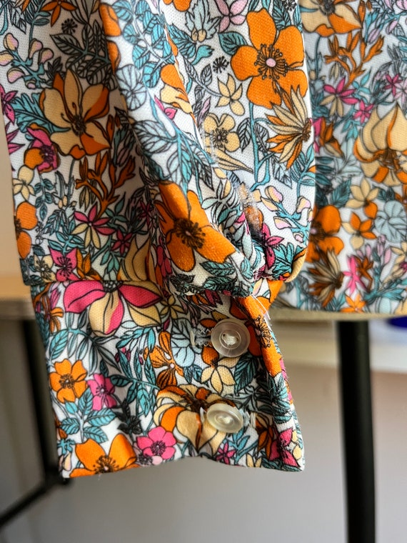70s floral print wing tip collar shirt vintage - image 5