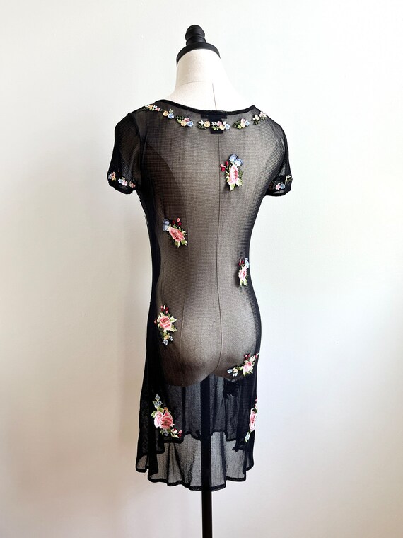 90s Vivienne Tam mesh appliquéd mini dress vintage - image 6