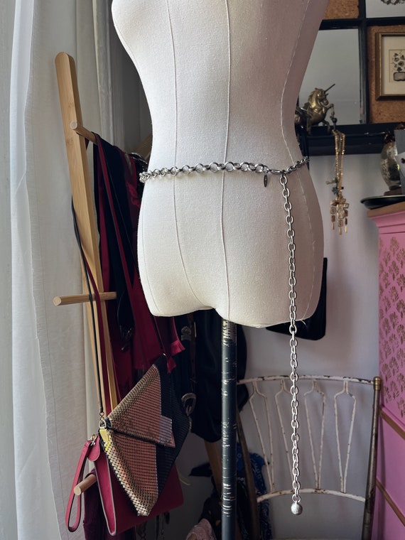 Vintage 90s Silver Rolo Chain Belt | Adjustable Lobster  display picture 3