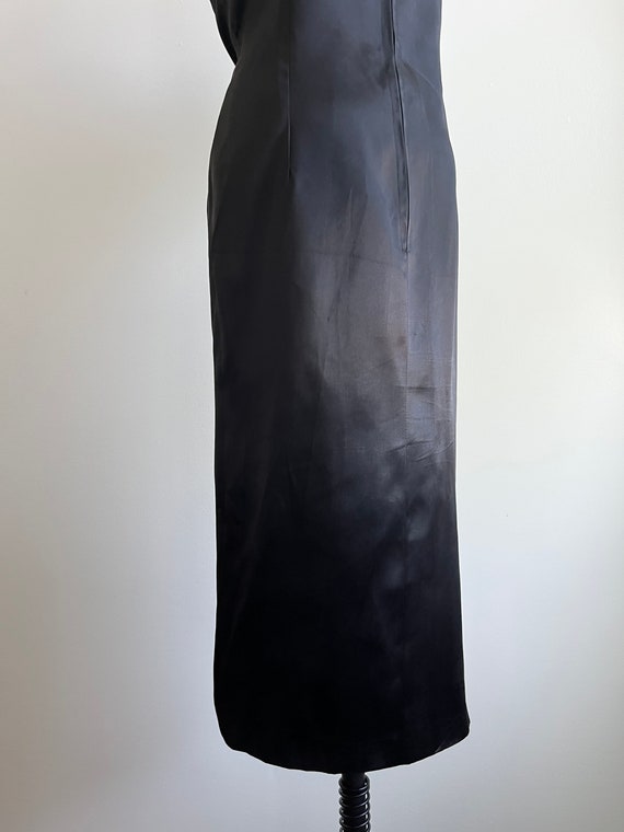90s nylon plus size bias cut little black dress v… - image 3