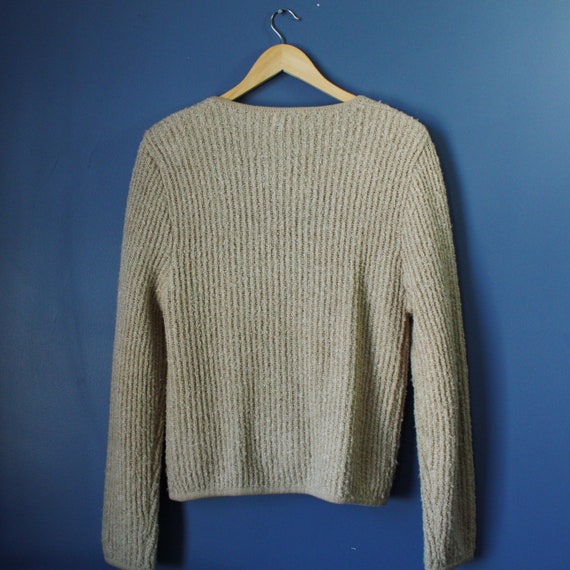 90s vintage cardigan slouchy knit neutral sweater… - image 4