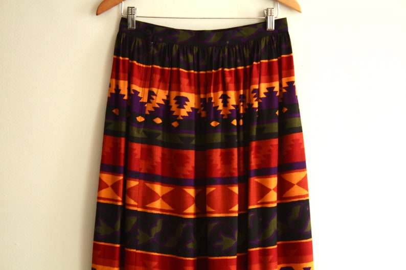 70s RAYON maxi sunset skirt 1970s vintage