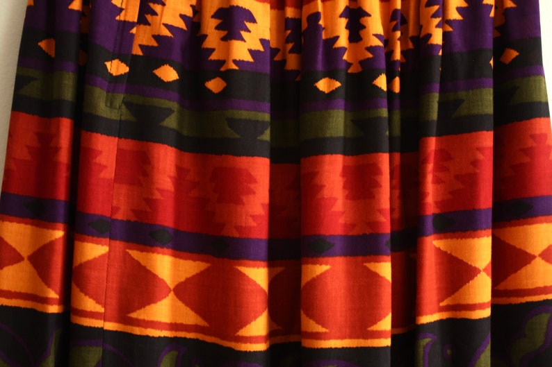 70s RAYON maxi sunset skirt 1970s vintage