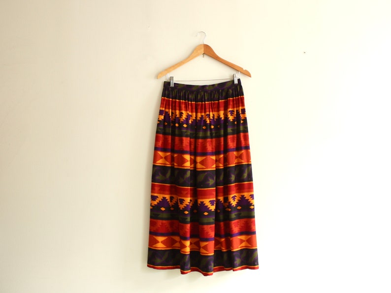 70s RAYON maxi sunset skirt 1970s vintage