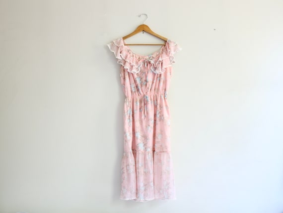 70s floral babydoll prairie dress 1970s dress