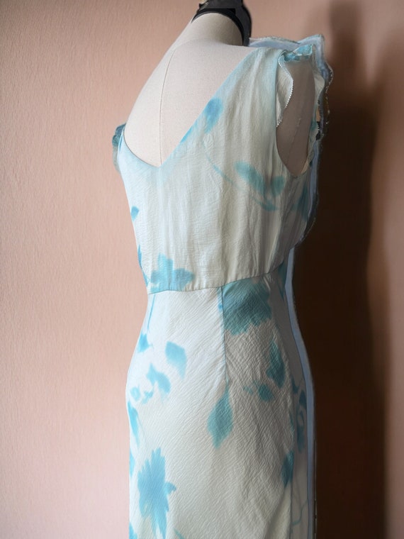 90s vintage silk bias cut slip dress watercolor f… - image 6