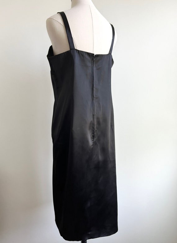 90s nylon plus size bias cut little black dress v… - image 8