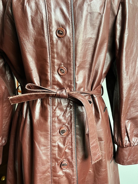 60s vintage leather trench coat cognac jacket 196… - image 8