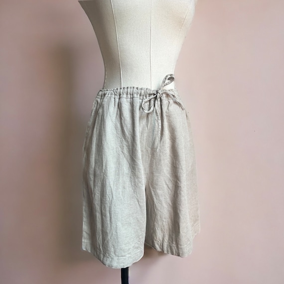 90s vintage linen shorts paper bag long shorts 199