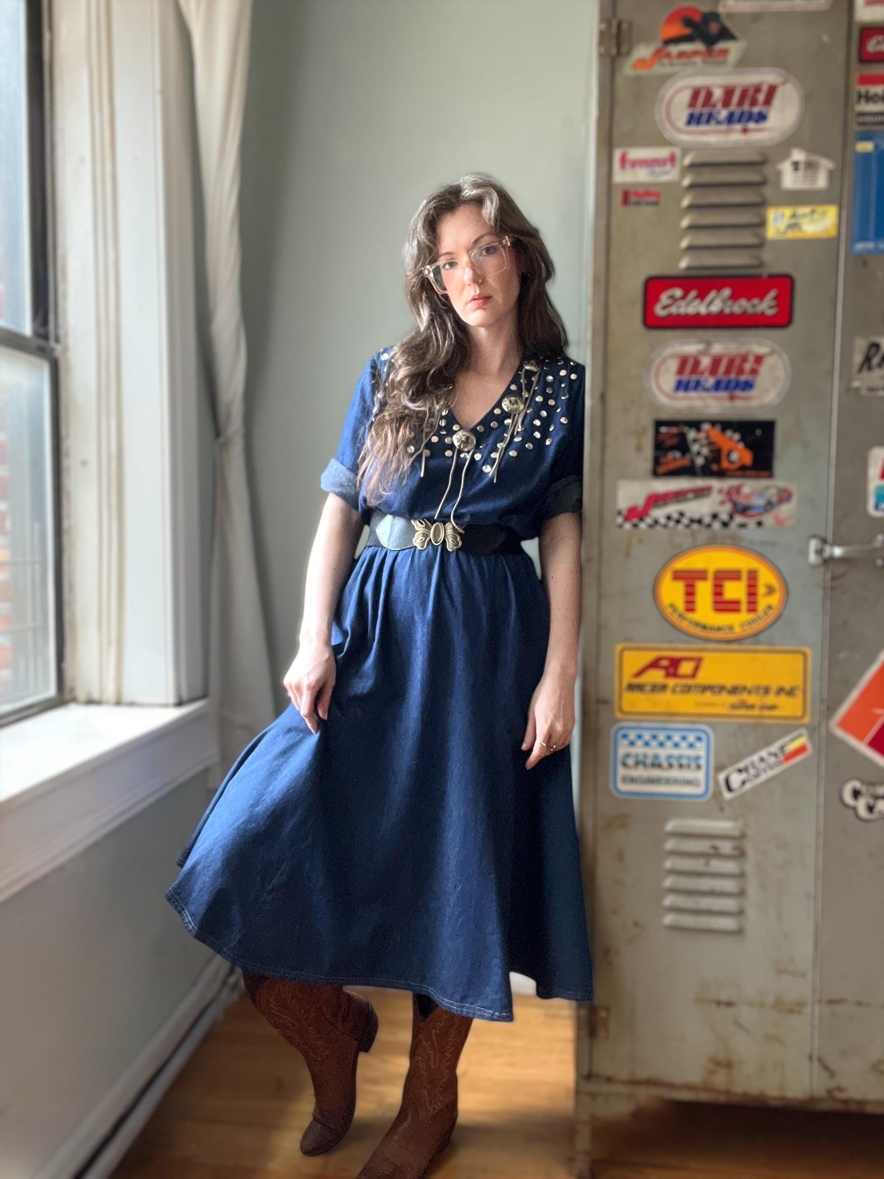 【Ameri Vintage】 4WAY DENIM DRESS COAT Oversized Denim Trench Coat In Vintage | Bardot