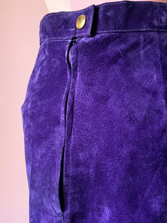 90s vintage purple suede leather maxi skirt 25W 1… - image 4