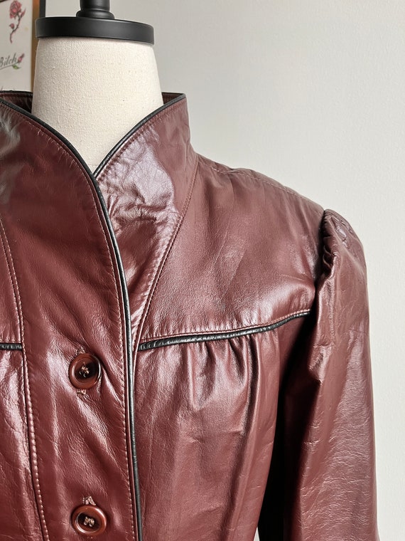 60s vintage leather trench coat cognac jacket 196… - image 3