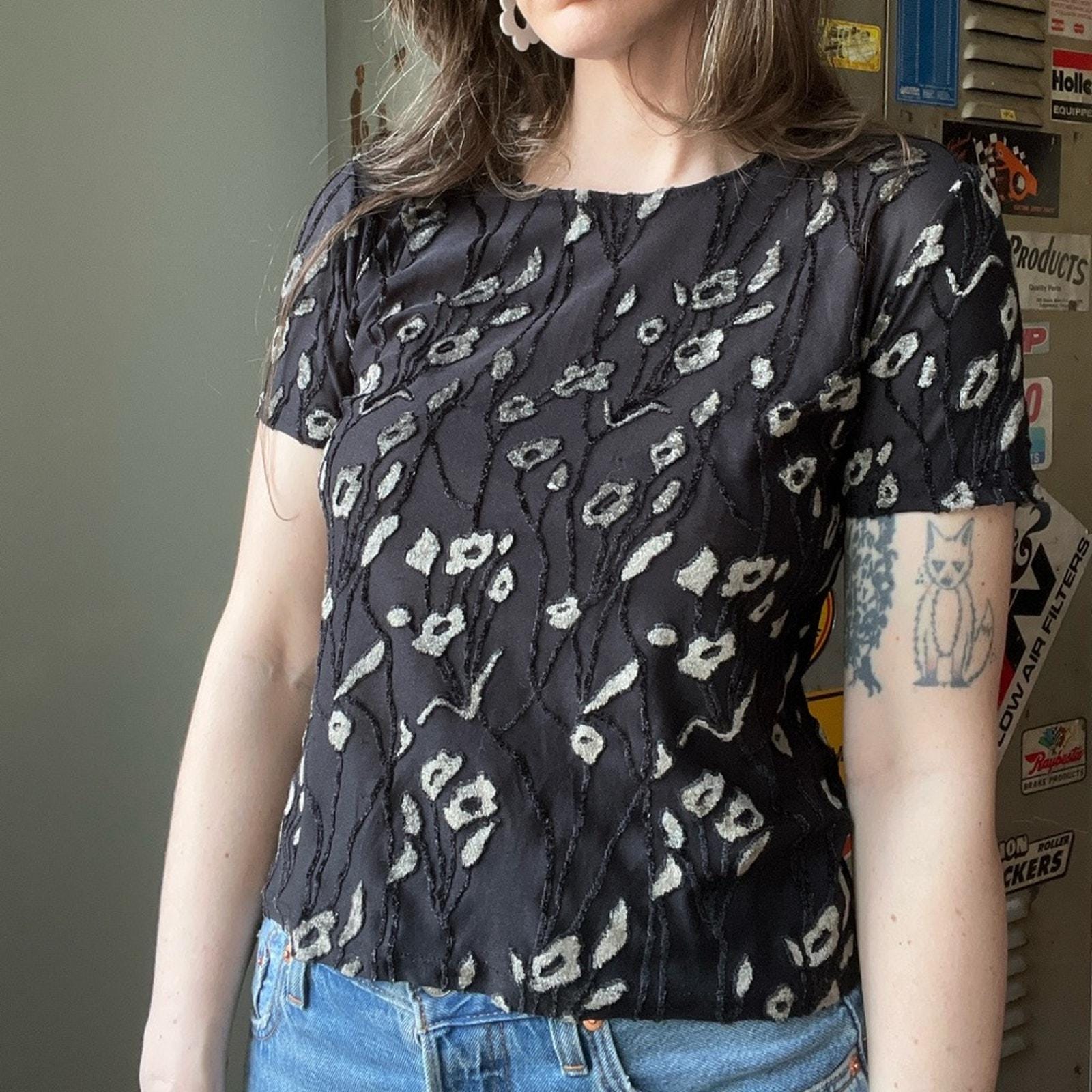 Embroidered Mesh Top - Etsy