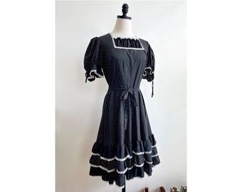 50s vintage western dress rockabilly polka dot square dance full skirt pinup 1950s