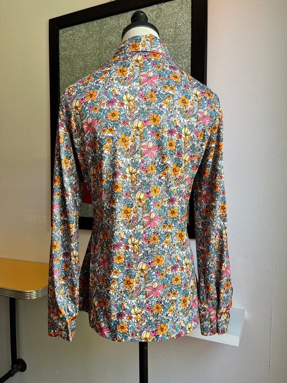 70s floral print wing tip collar shirt vintage - image 4