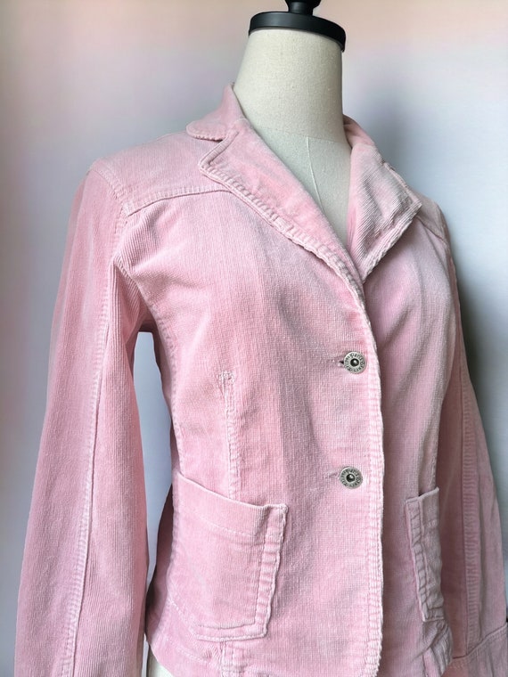 90s vintage baby pink corduroy jacket y2k blazer … - image 6