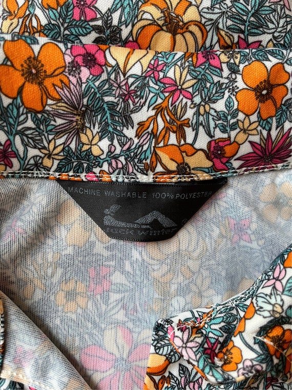 70s floral print wing tip collar shirt vintage - image 8