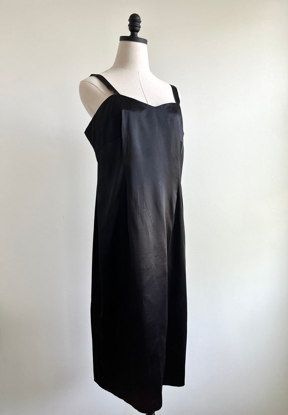 90s nylon plus size bias cut little black dress v… - image 9