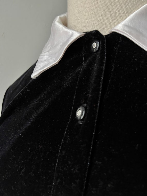 90s vintage long sleeve velvet mini dress collare… - image 2