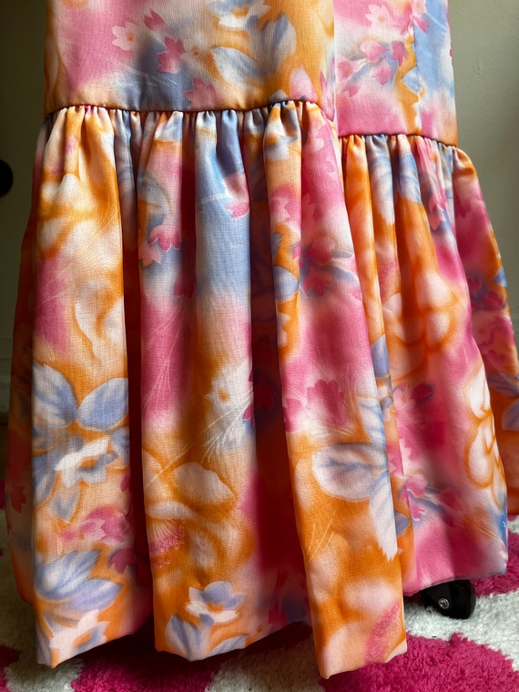 70s vintage floral maxi gown handmade watercolor … - image 3