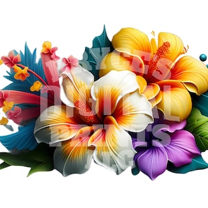 Hibiscus Hawaiian Hibiscus Digital Download Hibiscus Clipart Hawaiian Flowers Hibiscus Flower PNG Tropical Flowers Hawaiian Sublimation