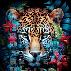 Realistic Leopard Clipart Digital Download Leopard Realistic Leopard Animal Clipart Floral Animal Clipart Animals PNG Leopard Sublimation