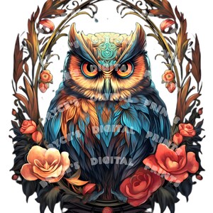 Floral Owl Mandala, Digital Download, Owl PNG, Owl Clipart, Owl Sublimation, Sublimation Designs, Owl Mandala, Owl Wall Art, Owl Painting