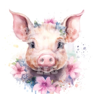 Watercolor Pig Digital Download Piggy Clipart Watercolor Piglet Pig Clipart Piglet Clipart Pig Sublimation Nursery Piggy Wall Art Piglet