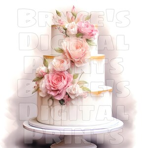 Watercolor 3-Tier Floral Wedding Cake Floral Wedding Cake Watercolor Wedding Cake Wedding Cake Clipart 3-Tier Wedding Cake Wedding Cake PNG