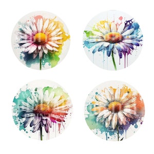Watercolor Daisy, Digital Download, Watercolor Daisies, Daisy Clipart, Watercolor Clipart, Watercolor Daisies, Daisy PNG, Watercolor Flowers