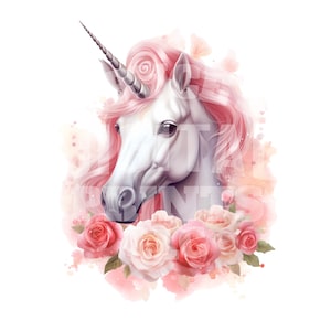 Floral Unicorn, Watercolor Unicorn, Digital Download, Unicorn PNG, Unicorn Clipart, Watercolor Clipart, Unicorn Watercolor, Horse Unicorn