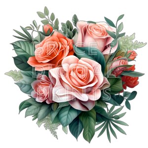 Bouquet of Realistic Roses Digital Download Flower Clipart Floral Clipart Rose Clipart Rose PNG Rose Sublimation Wrap Wedding Bouquet Roses