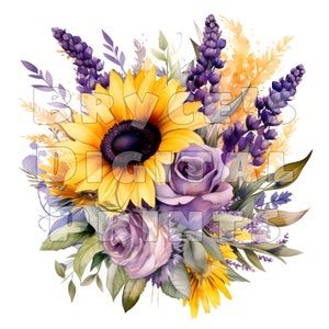 Watercolor Sunflowers Sunflower PNG Sunflower Vibrant Sunflower Digital Download Sunflower Wall Art Sublimation Downloads Sunflower Clipart