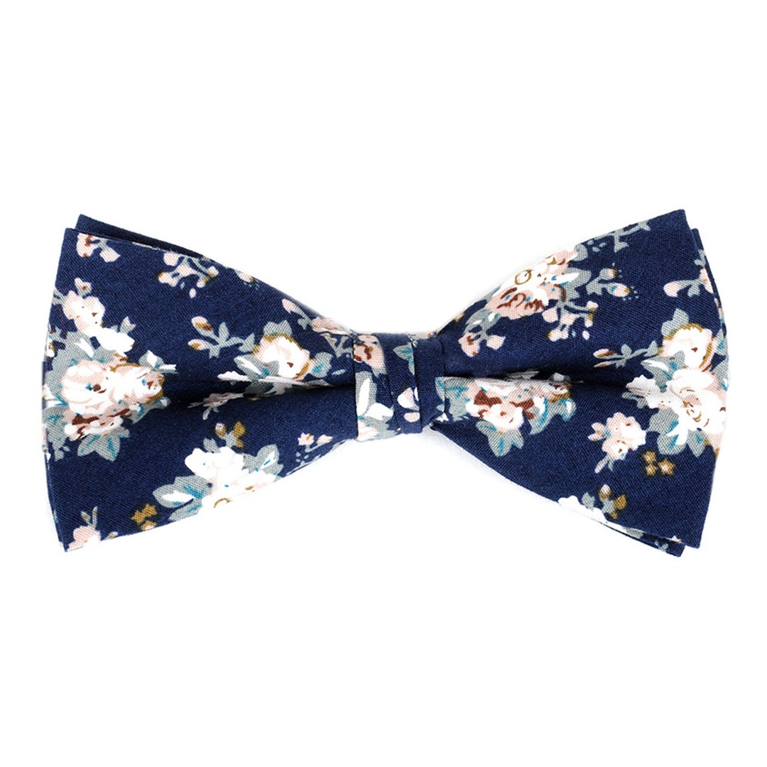 Floral Pattern Cotton Banded Mens Bridal Bow Tie Pre-tied Bow - Etsy