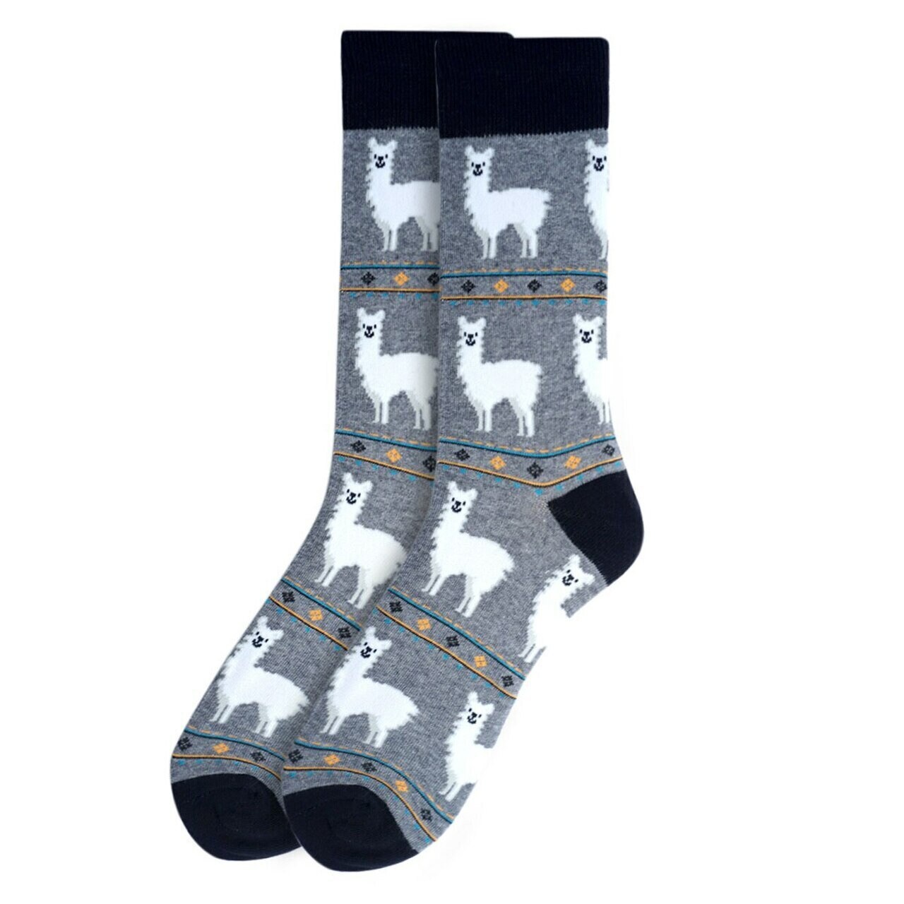 Men's Alpaca Fun Novelty Blue Socks Gray Alpaca Design Etsy