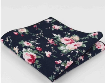 Men's Floral Pocket Square, Floral Wedding Pocket Square, Flower Handkerchief for Groom , Groomsmen Pocket Square