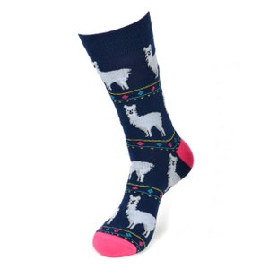 Men's Alpaca Fun Novelty Blue Socks Gray Navy Alpaca - Etsy